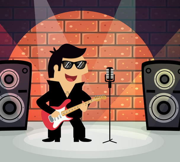 Rock star on stage - Vector, Image