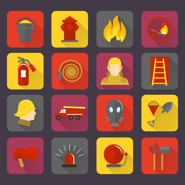 Firefighting icons set - Vector, Imagen