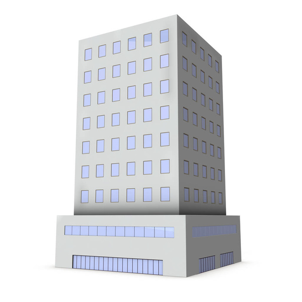  Bir ofis binasının minyatür modeli. Beyaz arka plan. 3B görüntüleme.  - Fotoğraf, Görsel