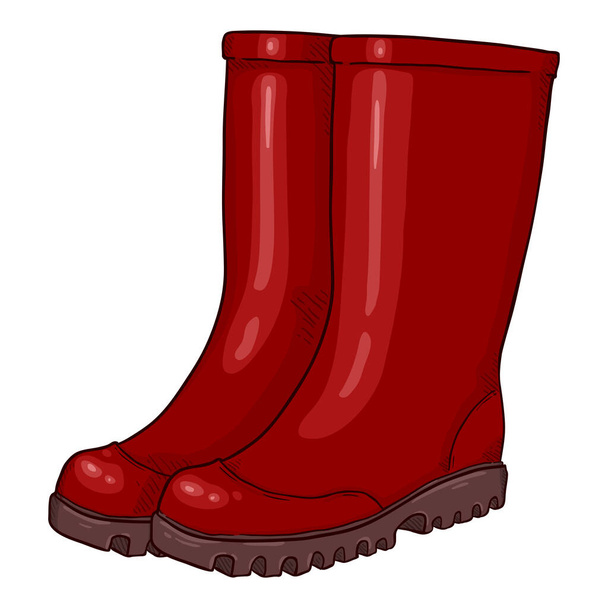 Vektorové kreslené červené gumové boty ilustrace - Vektor, obrázek