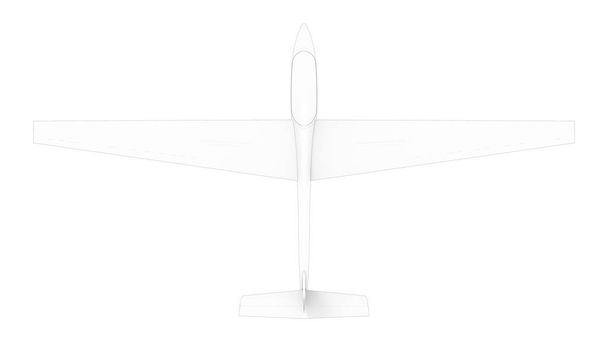 Beyaz zemin üzerinde izole edilmiş bir planör uçağının 3 boyutlu görüntülenmesi - Fotoğraf, Görsel