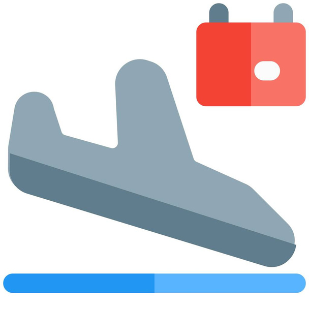 Airplane arriving at airport with downward direction tilt - Vector, Image