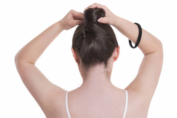 donna con perdita di capelli dolore su sfondo bianco - Foto, immagini