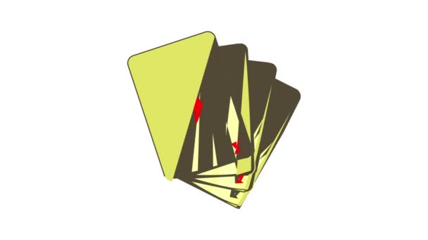 Four aces playing cards icon animation - Imágenes, Vídeo