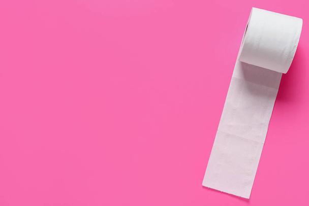 Roll of toilet paper on color background - Photo, Image