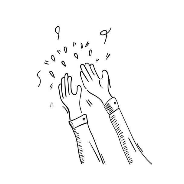 Hand Drawn of Applause, Hands Clapping Ovation Gesture with Doodle Style - Photo, Image