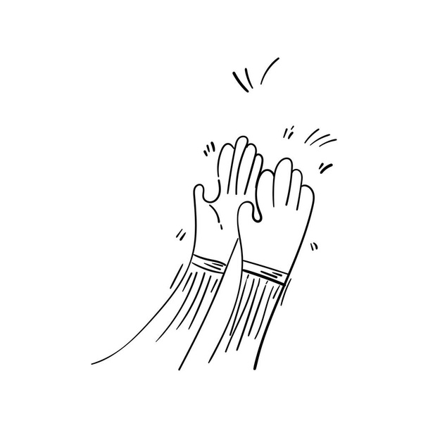 Mão desenhada de aplausos, mãos batendo Ovation Gesto com Doodle Style - Foto, Imagem