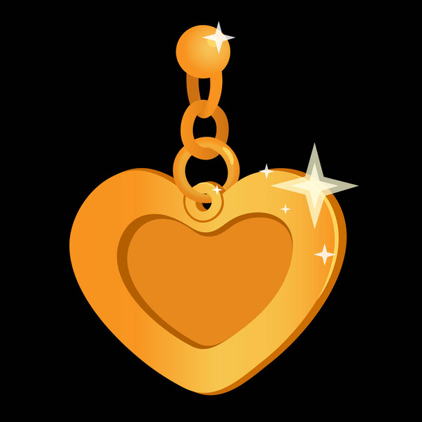 χρυσό μενταγιόν γκλίτερ σε σχήμα καρδιάς - Διάνυσμα, εικόνα