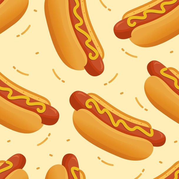 Hot dog naadloze patroon achtergrond vector illustratie - Vector, afbeelding