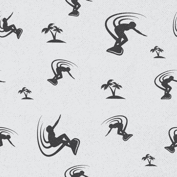  seamless pattern action surfer with grey background - Vector, imagen