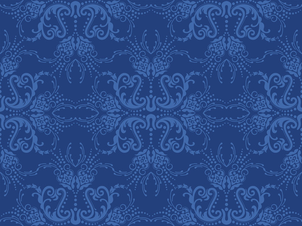 Seamless blue floral wallpaper - Vector, Image