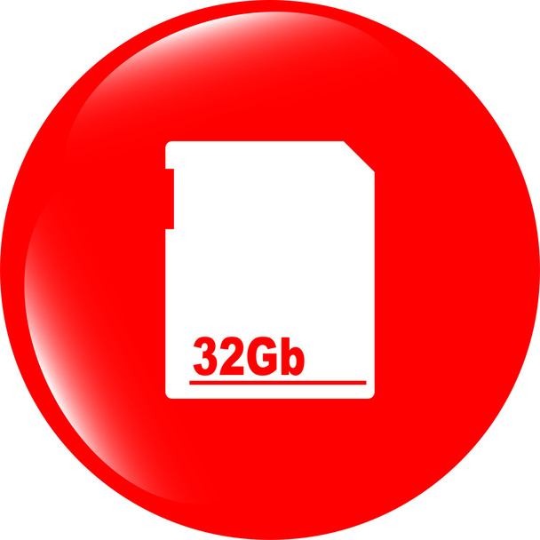 flash memory card web button (icon) isolated on white - 写真・画像