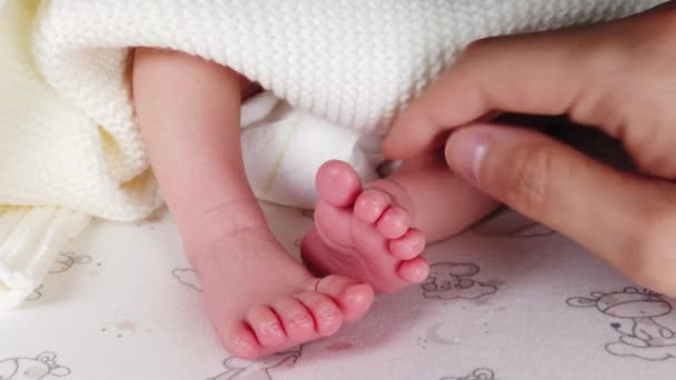Bebé recién nacido y pies pequeños - Imágenes, Vídeo