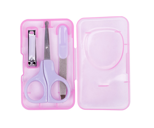 Conjunto de manicure para crianças, kit de bebê para cortadores de unhas isolados em fundo branco - Foto, Imagem