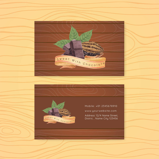Name card template with world chocolate day concept,watercolor styl - Διάνυσμα, εικόνα