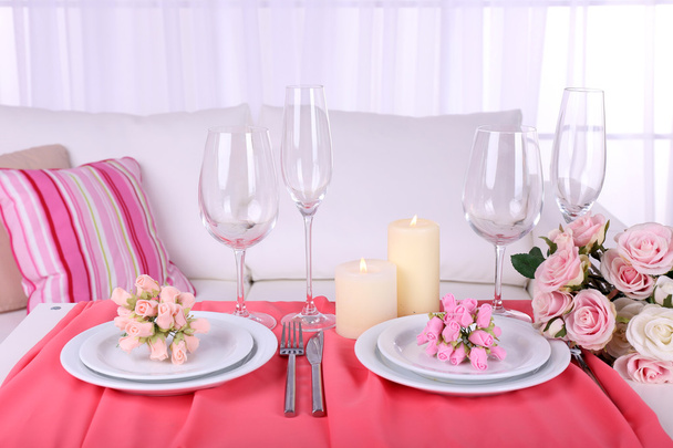 Festive table setting in interior - Valokuva, kuva