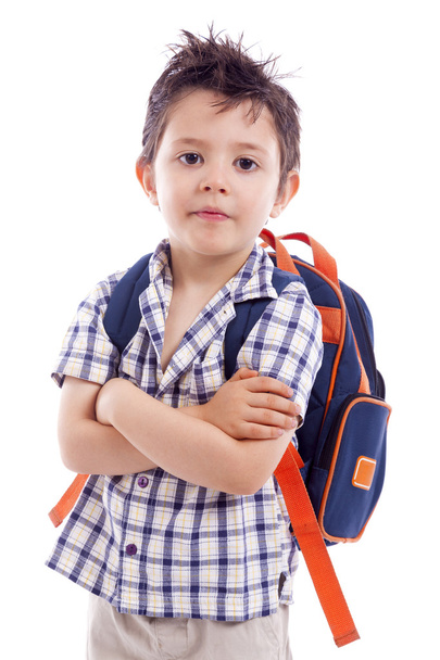 Portrait d'un écolier debout les bras croisés
 - Photo, image