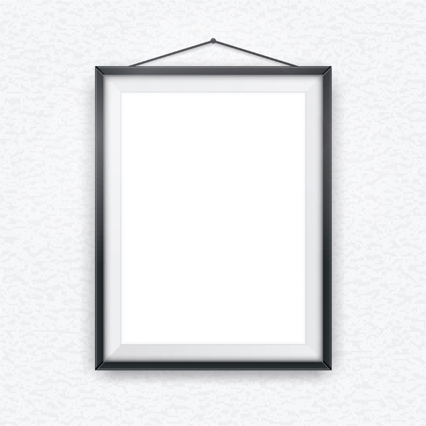 Black picture frame on a wall - Vector, Image