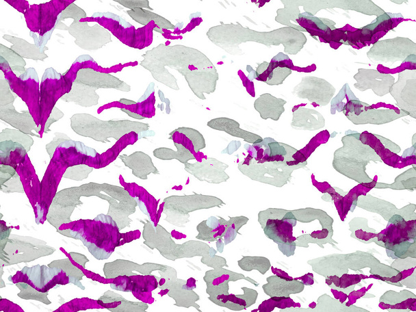 Proton Purple Aquarell Camouflage Design. Abstrakte Safari-Fliese. Afrikanisches Muster. Streifen Nahtloses Muster. Geometrische Tiertextur. Zebra Skin Print. Animal Camouflage Hintergrund. - Foto, Bild