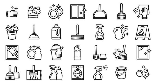 Cleaner equipment icons set, outline style - Vettoriali, immagini