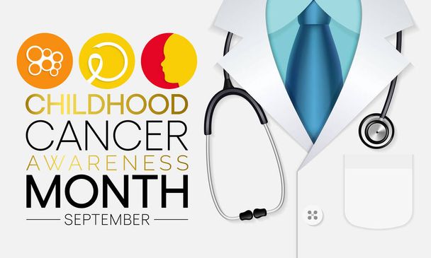 Mês de conscientização do câncer infantil (CCAM) é observado todos os anos em setembro para reconhecer as crianças e famílias afetadas por câncer. Ilustração vetorial - Vetor, Imagem