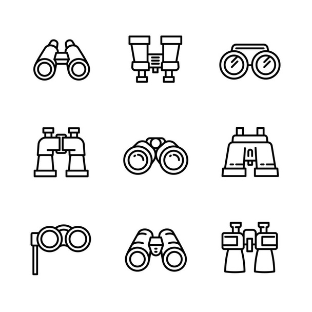 Binoculars icons set, outline style - Vettoriali, immagini