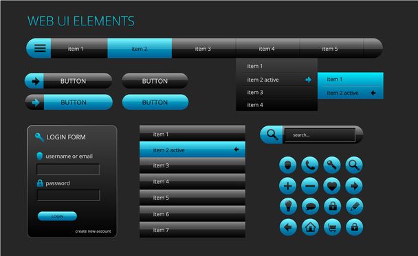 modern black and blue web ui elements - Vector, afbeelding