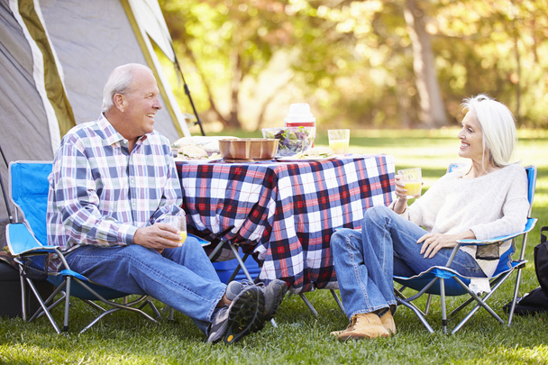Senior Couple Enjoying Camping Holiday - 写真・画像