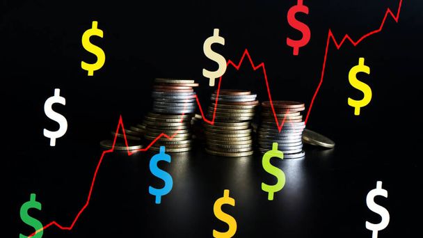 монети з торговим графом, концепцією фінансових інвестицій можна використовувати як фон
 - Фото, зображення