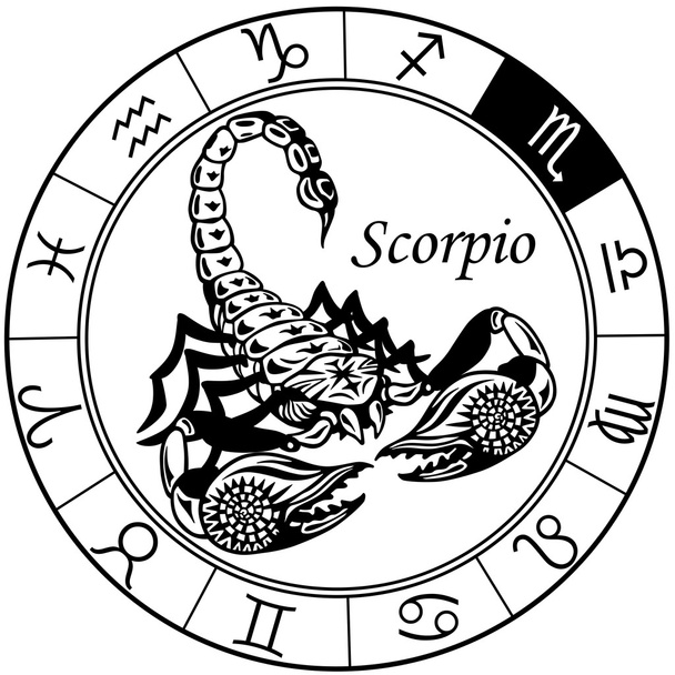 Escorpión zodiaco negro blanco
 - Vector, Imagen