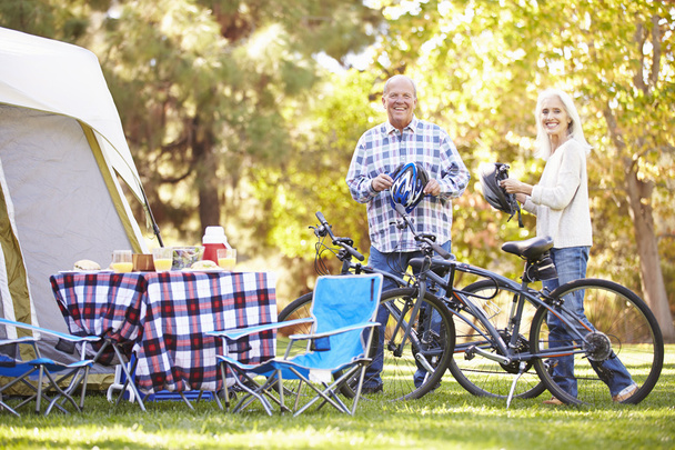 Senior Couple Riding Bikes - Фото, изображение