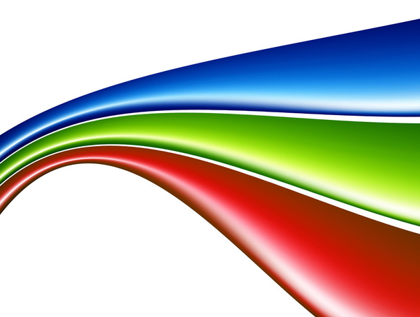 Blue, Green and red waves on white background - Photo, Image