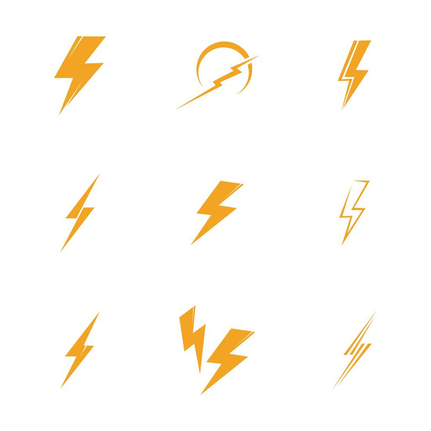 Lightning parafuso ícone logotipo conjunto criativo vetor ilustração - Vetor, Imagem