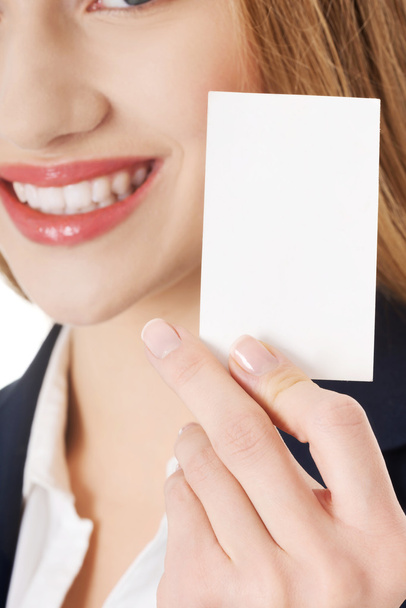 Woman holding personal card. - Photo, image