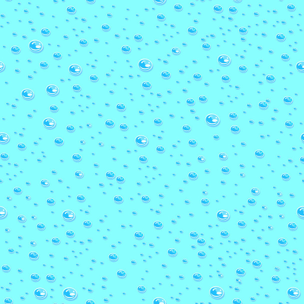 Wassertropfen nahtloses Muster auf blauem Hintergrund. Cartoon-Stil. Vektorillustration. - Vektor, Bild