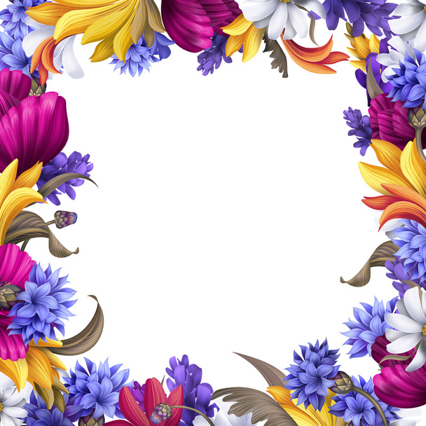 Square flower  frame - Foto, imagen