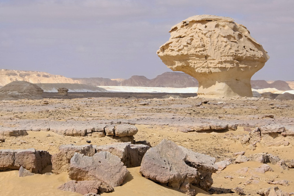 Vent et soleil modelé calcaires sculptures dans le désert blanc, Egypte
 - Photo, image
