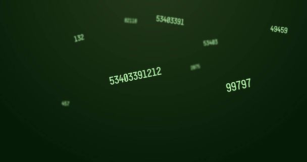 Sets of numbers changing at a fast pace floating upwards in vast empty space. the background is dark green. - Foto, Imagem