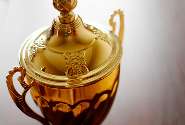 Dettaglio ornamentale su coperchio trofeo oro
 - Foto, immagini