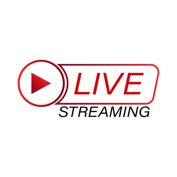Live-Streaming-Symbolvektordesign für das Übertragungssystem. Livestreaming-Symbol mit rotem und weißem Farbton. Live-Streaming-Vektordesign mit Schrifteffekt. Farbgestaltung roter und weißer Farbverlauf. - Vektor, Bild