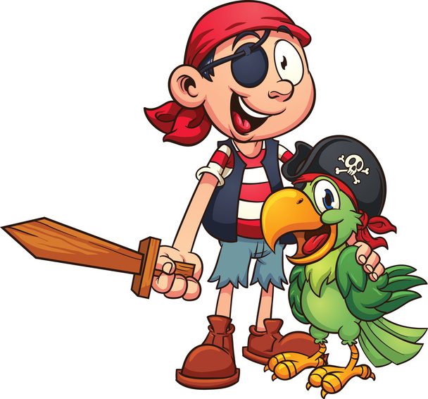 Пират и попугай
 - Вектор,изображение