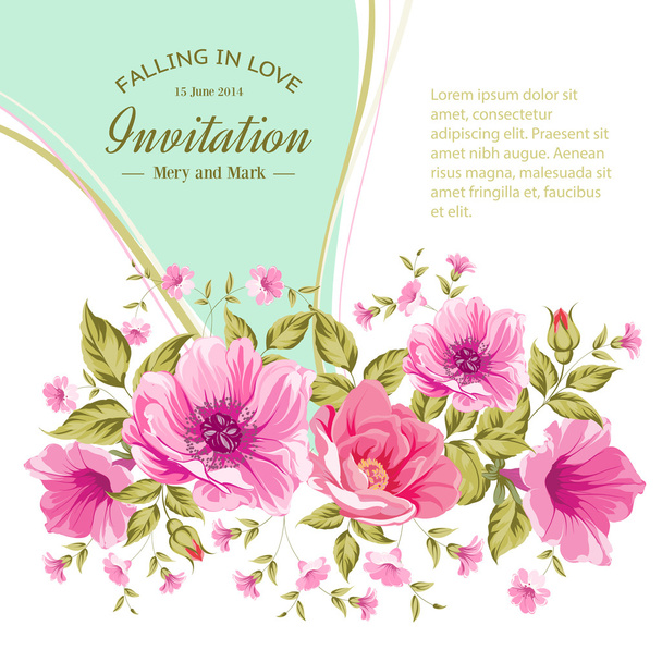 Cartão com flores
 - Vetor, Imagem