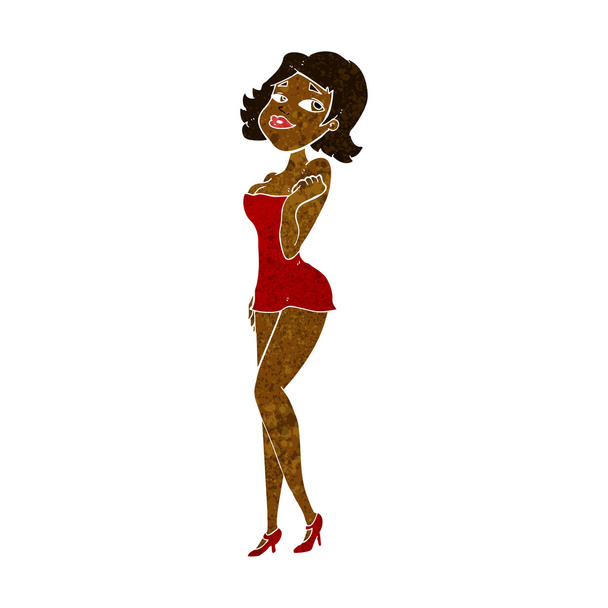 desenho animado mulher atraente em vestido curto
 - Vetor, Imagem