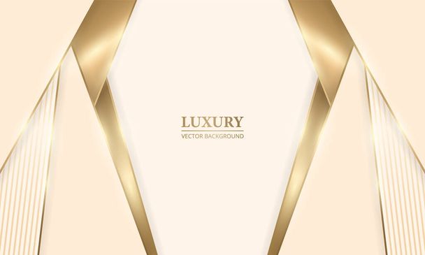 Elegant realistic cream shade luxury design background with golden lines and shadows. - Vector, Image