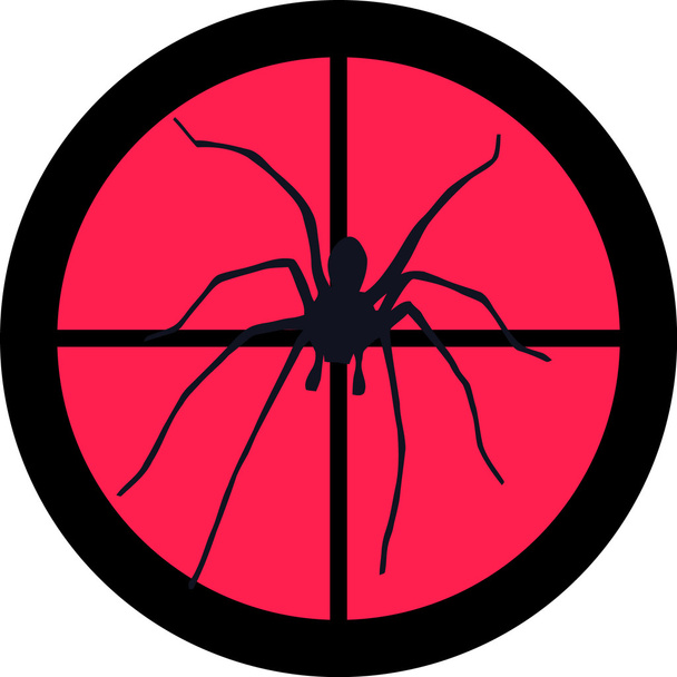 pavouk v křížku zbraně dalekohled. může být symbolický pro potřebu ochrany, je unavený, nesnášenlivost nebo je předmětem šetření. - Vektor, obrázek