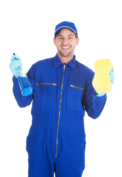 Servant Holding Cleaning Spray - 写真・画像