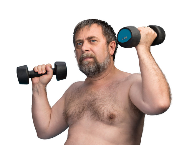 man exercising with dumbbells - Photo, image