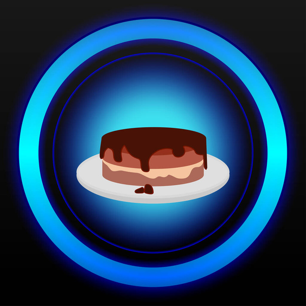 Icono de comida en la ilustración de vectores de botón azul y negro en fondo negro para maschine elección de alimentos o banner de colección de botones web - Vector, imagen