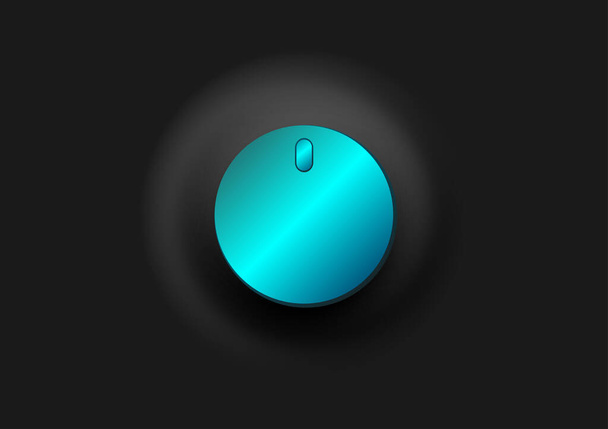 εικονίδιο του συμβόλου αναπαραγωγής σε μπλε κουμπί σε μαύρο φόντο, εικονογράφος διάνυσμα - Διάνυσμα, εικόνα