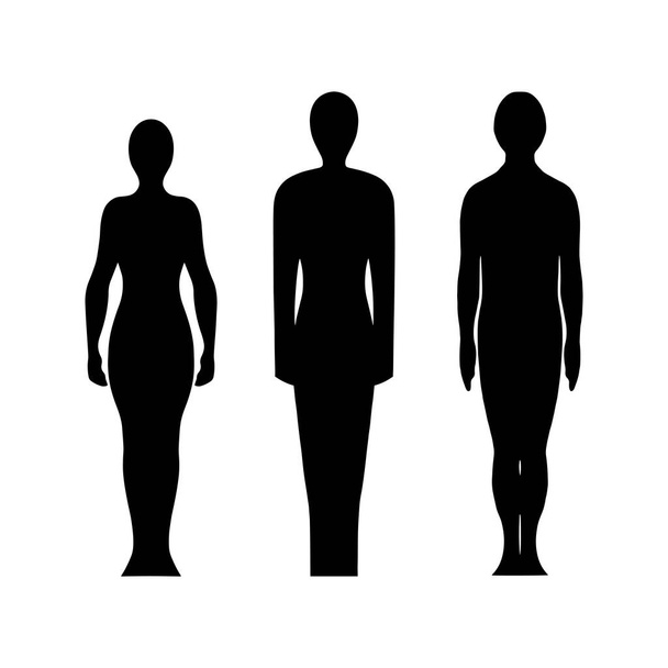 Template of standing people in silhouette style. For design and laser cutting. Vector illustration. - Vector, Image